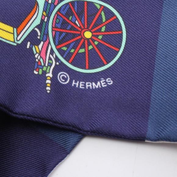 HERMES Authentic Blue Silk Scarf - Picture 3 of 4